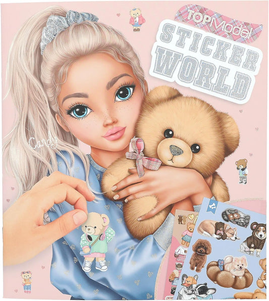 Depesche TOPModel Team Teddy 13209 Sticker Book with 20 Illustrated Background Pages to Design Yourself, Includes 3 Double Page Stickers