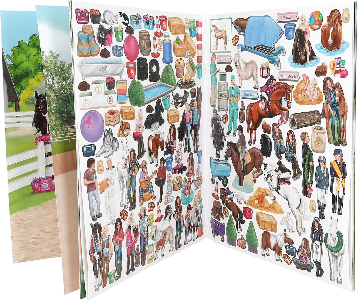 Depesche 13028 Miss Melody Sticker Book with 24 Background Pages to Design Yourself Includes 3 Double-Sided Stickers