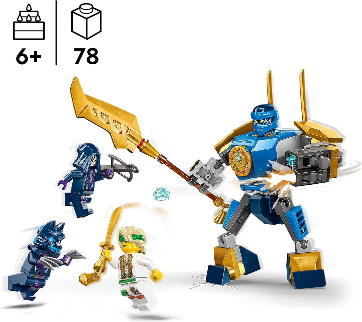 LEGO Ninjago Jay Battle Mech, Ninja Toy for Children with Figures Including Jay Mini Figure with Mini Katana, Action Figures & Mechs, Small Gift for Creative Boys and Girls from 6 Years 71805