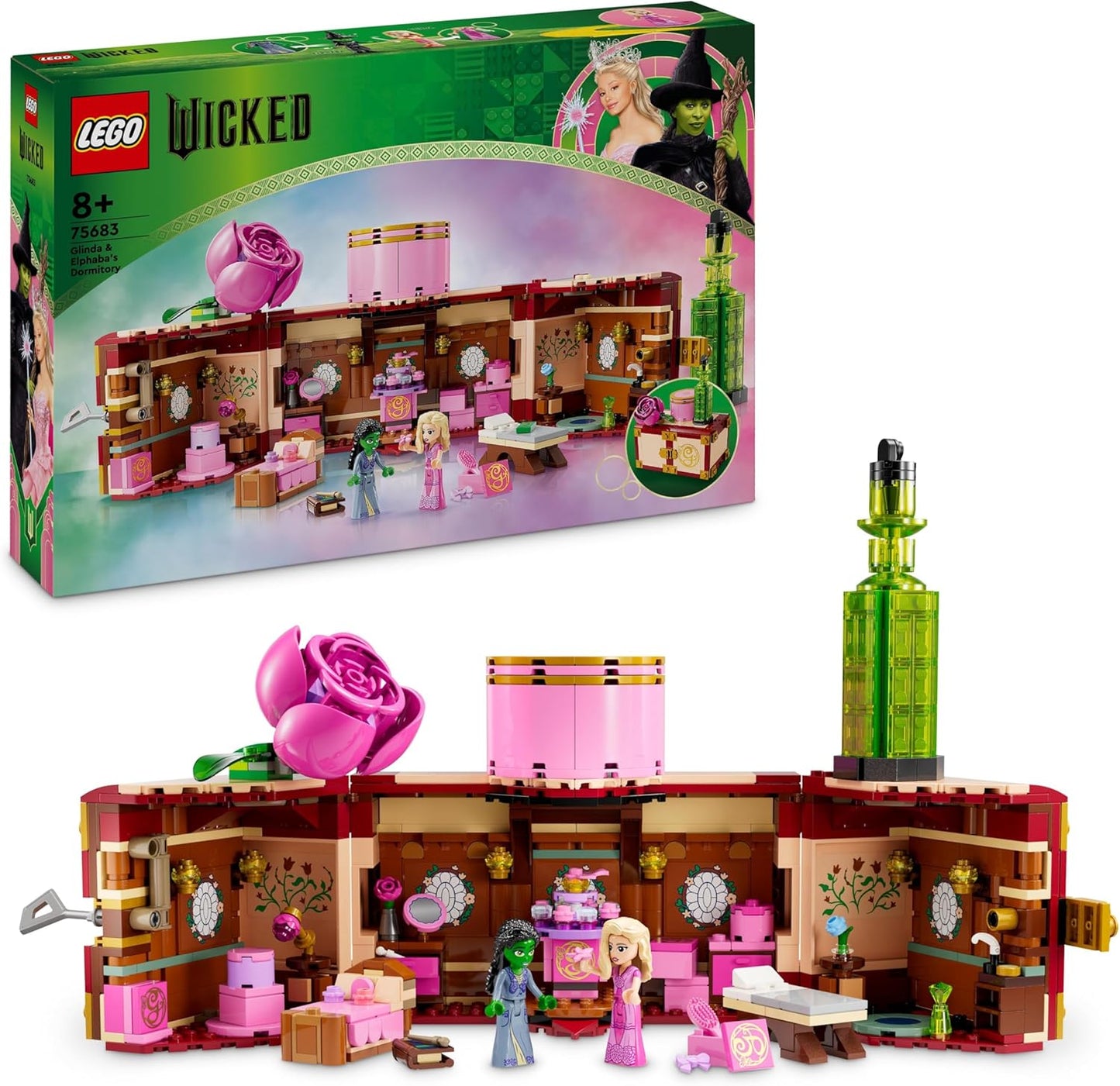 LEGO Wicked Glindas and Elphabas Dormitory, Fantasy Model to Collect with 2 Witches of Oz Toy Figures, Gift for Girls and Boys from 8 Years Who Love Dollhouses 75683