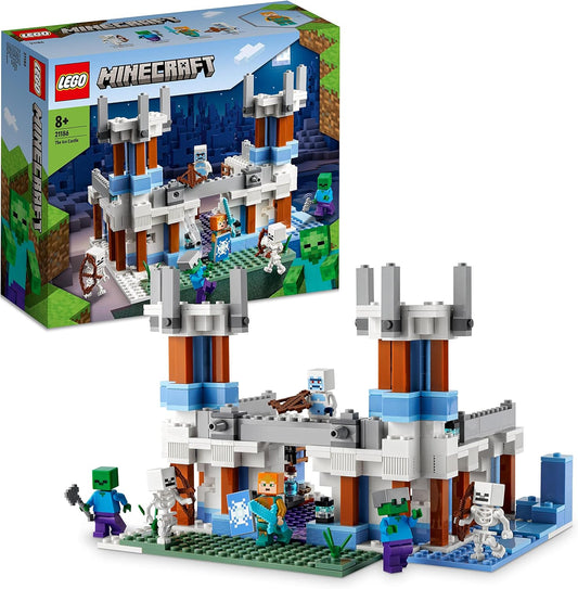 LEGO 21186 Minecraft The Ice Palace Set, Toy Castle with 6 Characters, Includes Royal Warrior with Diamond Sword, Skeleton and Zombie Figures, Gift for Children from 8 Years