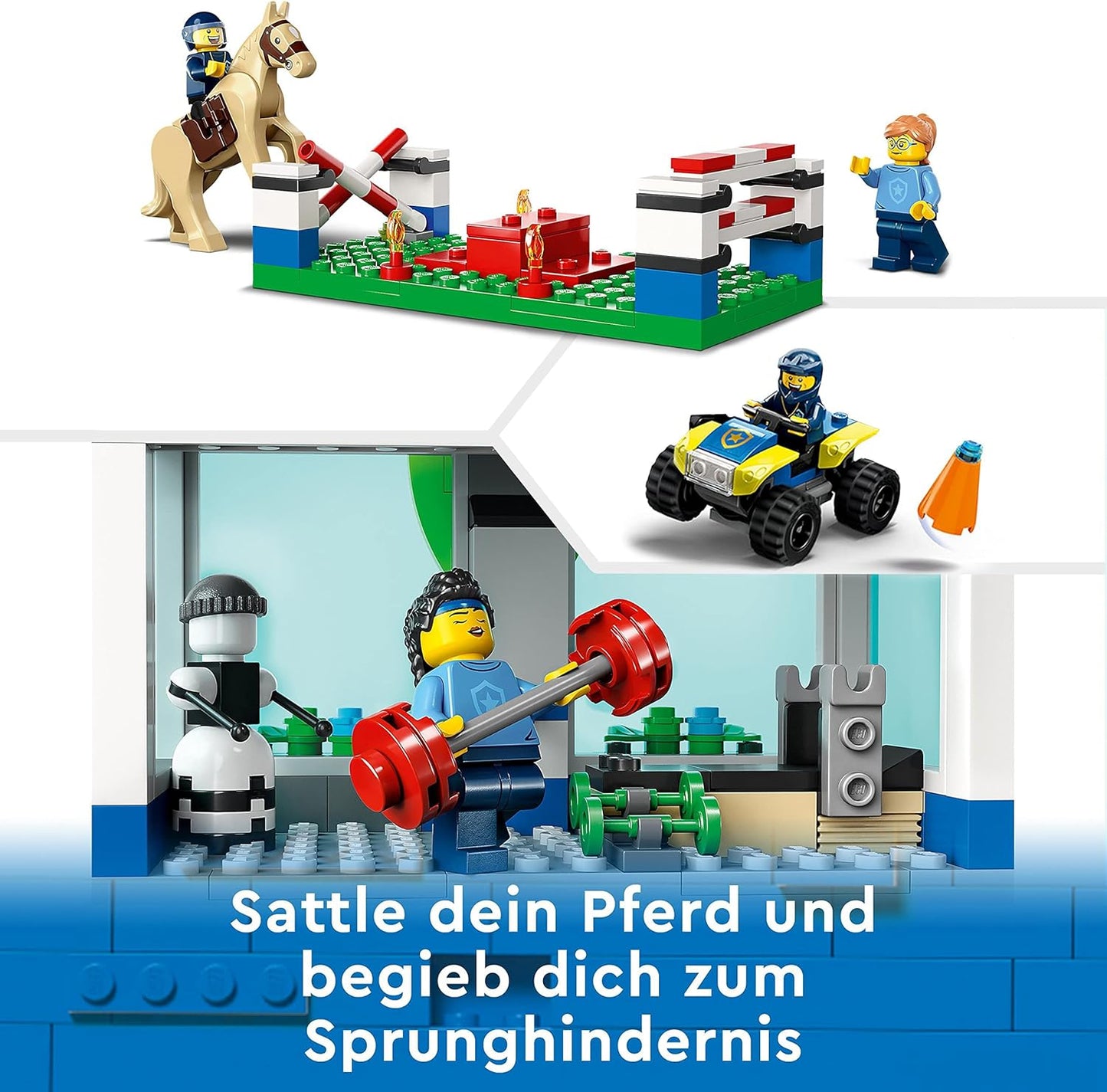 LEGO 60372 City Police School Playset with Obstacle Track, Horse Figure, Toy Car and 6 Mini Figures, for Children from 6 Years