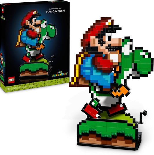 LEGO Super Mario World: Mario & Yoshi Nintendo Collectable Set, Pixelated Figures, Model for Building and Displaying, Home Decoration and Collectible, Model Kit and Gift for Adult Fans 71438