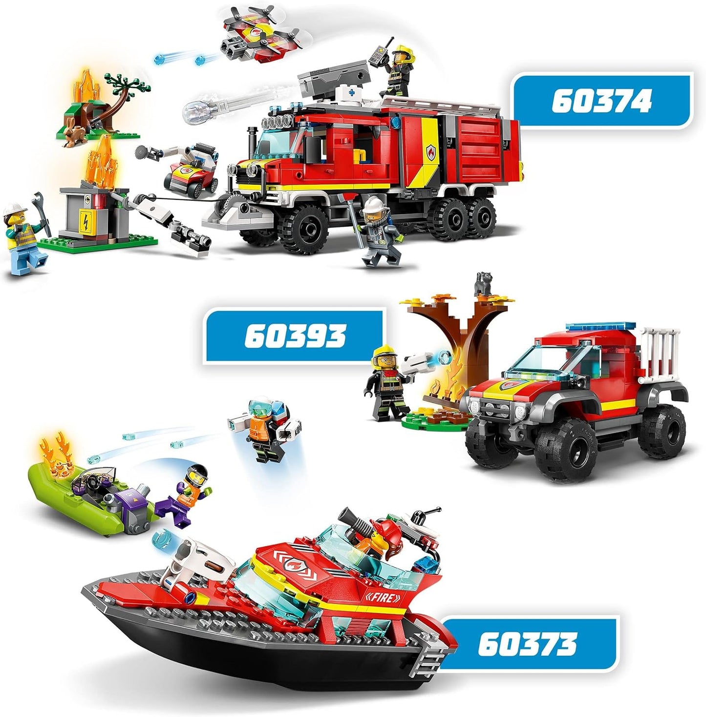 LEGO City Feuerwehrboot, Spielzeug, das im Wasser schwimmt, mit Rennboot, 3 Minifiguren und Jetpack, Feuerwehr-Boot-Spielzeug Geschenkidee für Jungen und Mädchen ab 5 Jahren 60373