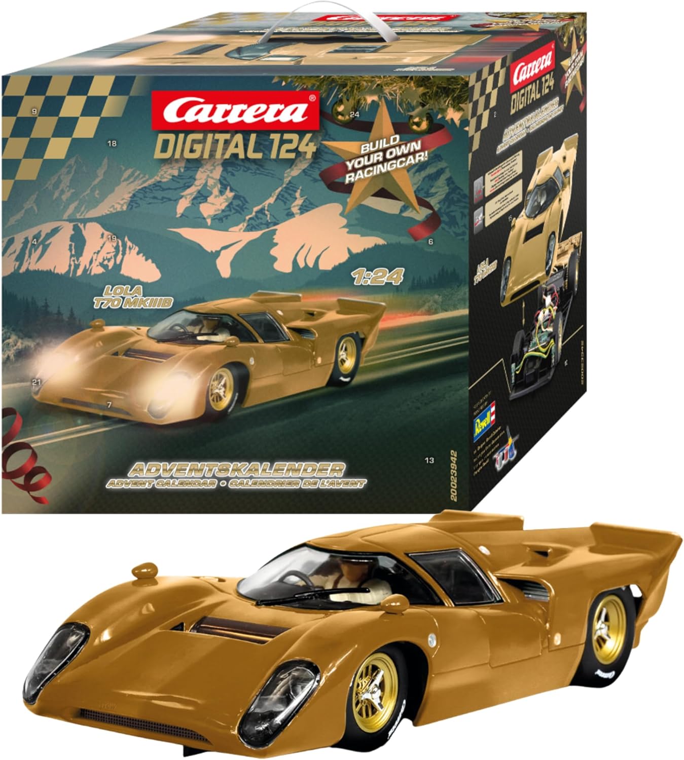 Carrera RC X-Mas Turnator I Advent Calendar for Children & Adults, Boys & Girls I Advent Calendar Kit I LED Lighting I Long-Lasting Driving Fun & Fast Charging I Remote Controlled Car