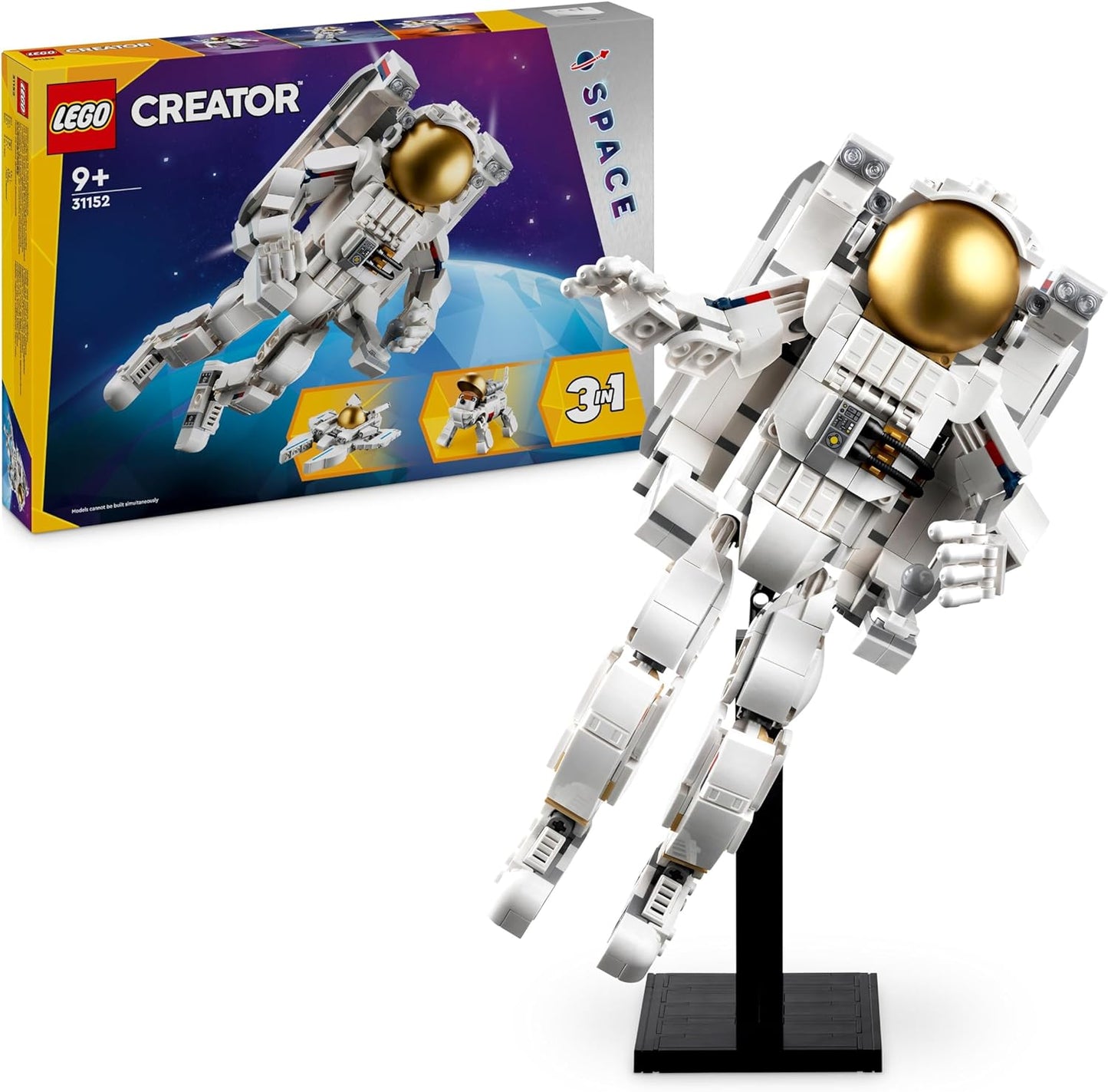 LEGO Creator 31152 3-in-1 Astronaut in Space Toy, Model Kit with Dog and Spaceship for Children, Nursery Decoration, Creative Gift for Boys and Girls from 9 Years