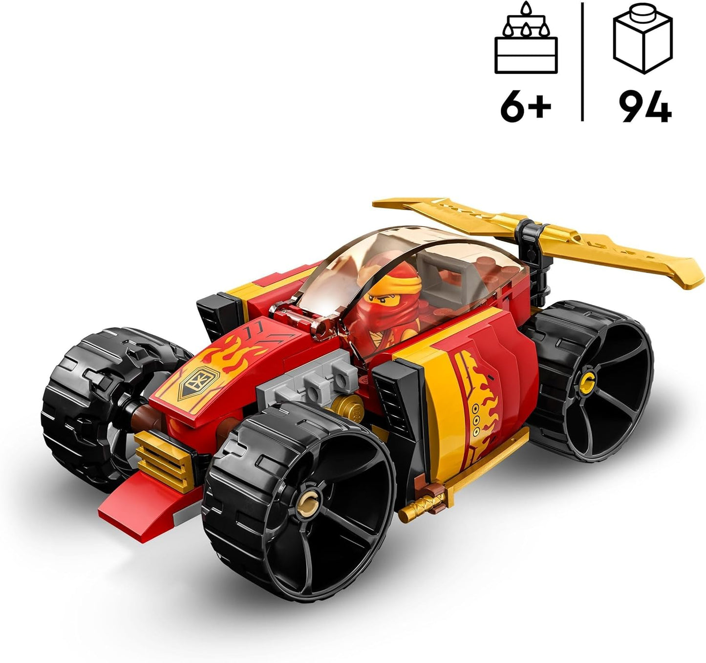 Lego 71780 Ninjago Kais Ninja Racing Car EVO 2-in-1 Racing Car Toy for Off-Road Vehicle, Model Kit for Boys and Girls from 6 Years, Birthday Gift Idea