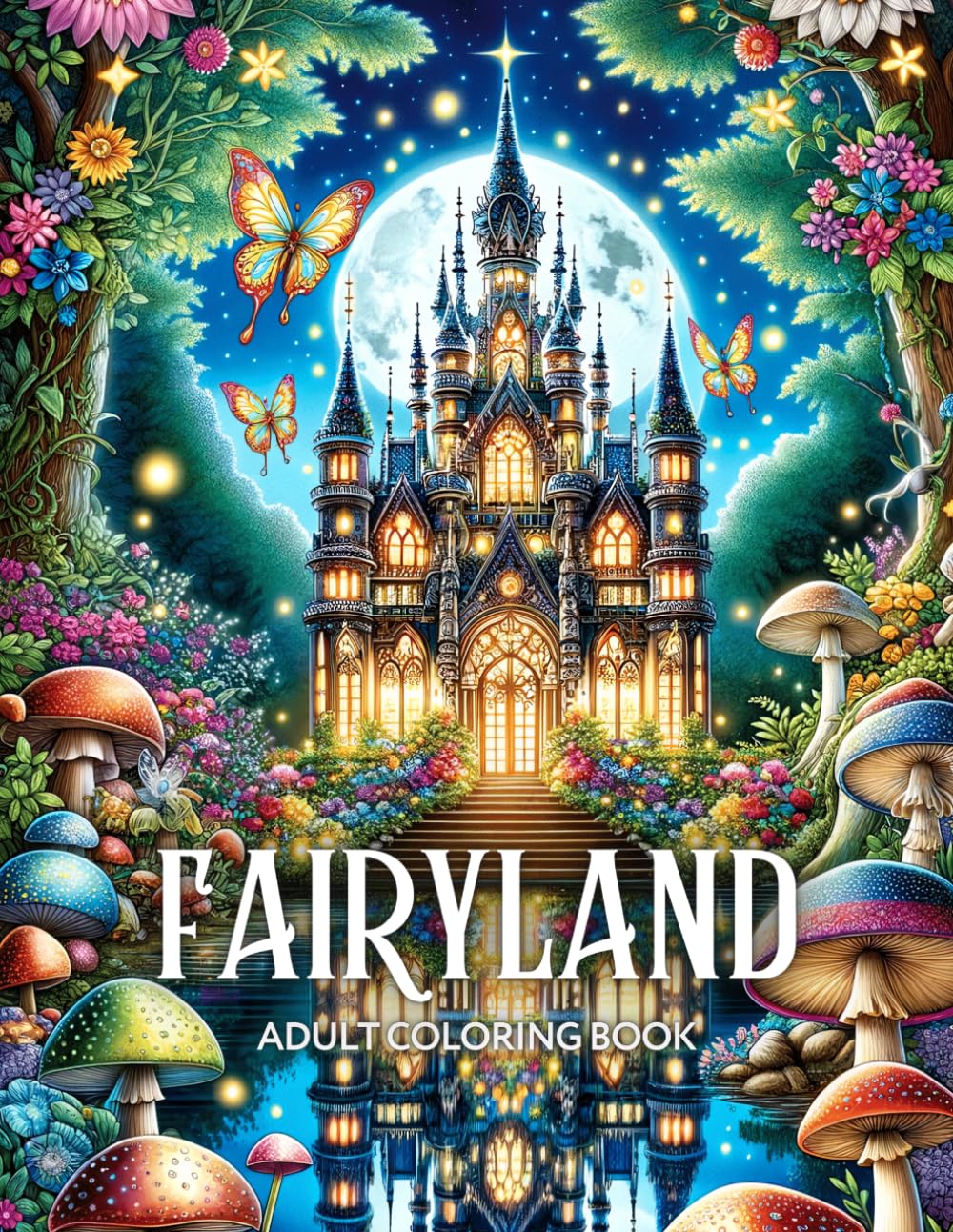 Fairyland Adult Coloring Book: Fairytale Designs of Enchanting Fairies, Magical Houses, and Fantasy Castles for Mindfulness and Relaxation