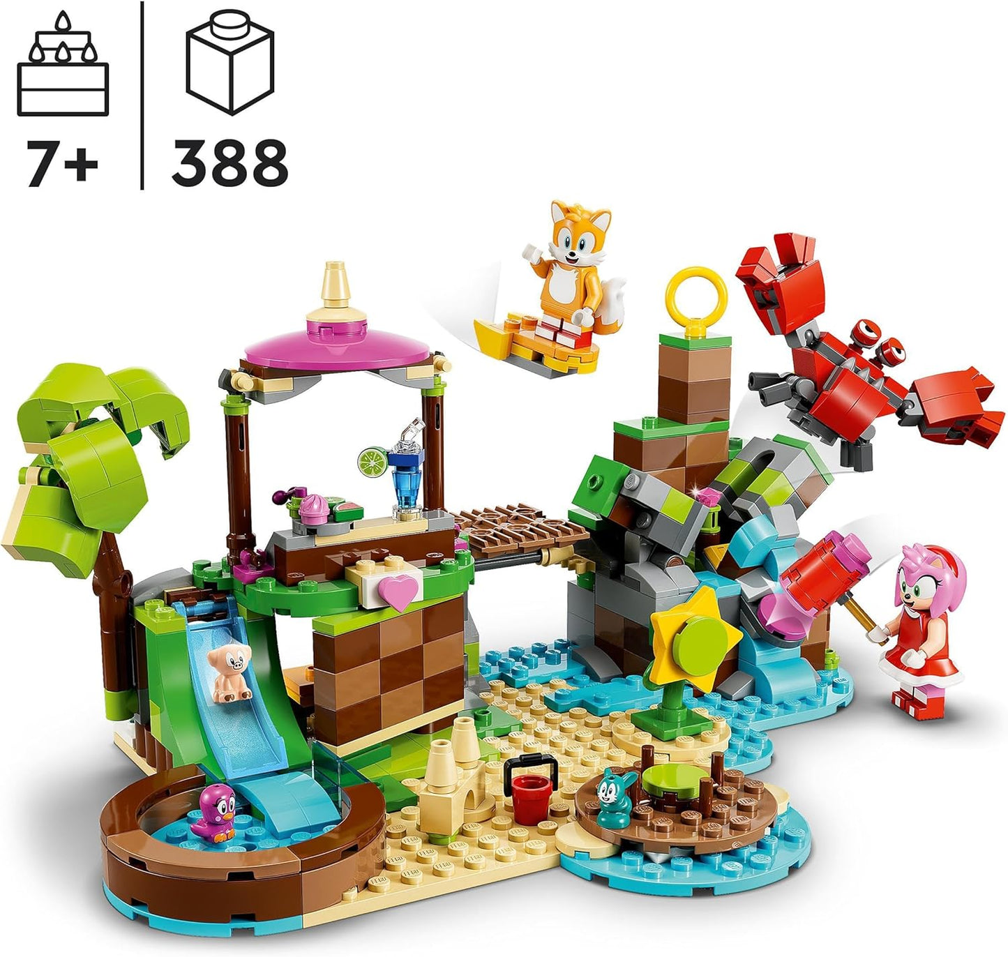 LEGO Sonic The Hedgehog Amys Animal Rescue Island Toy Set, Buildable Game with 6 Characters Including Amy & Tails Figures, Gifts for Children, Boys and Girls from 7 Years 76992