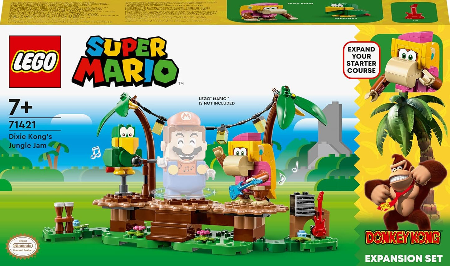 LEGO Super Mario Dixie Kongs Jungle Jam Expansion Set with Dixie Kong and Sqwaks of Parrot Figures, Toy to Combine with Starter Set 71421