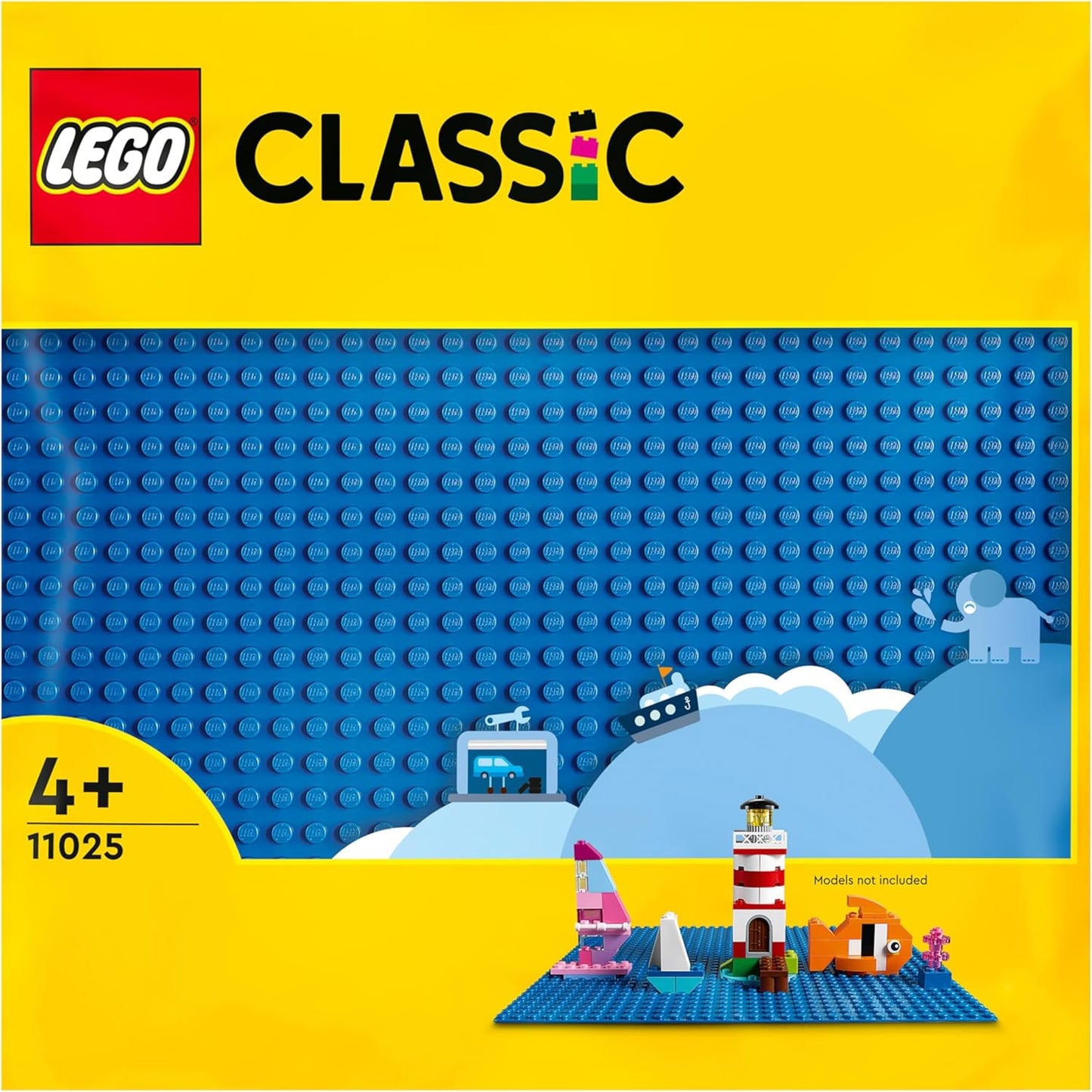 LEGO 11025 Classic Blue Building Plate, Square Base Plate with 32 x 32 Nubs as Base Sets, Construction Toy for Children