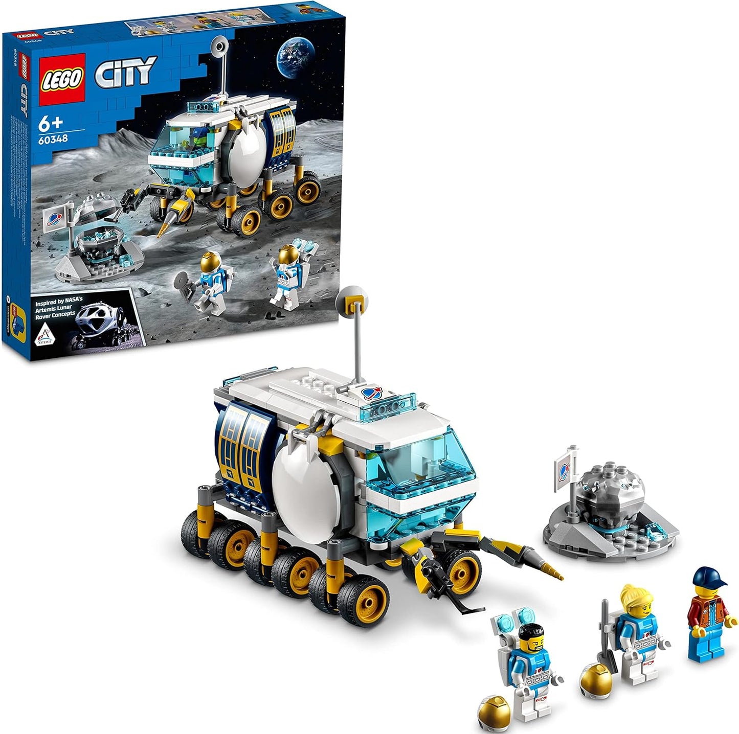 LEGO 60348 City Moon Rover, Space Toy from 6 Years for Girls and Boys, with Astronaut Mini Figures NASA Series for Children