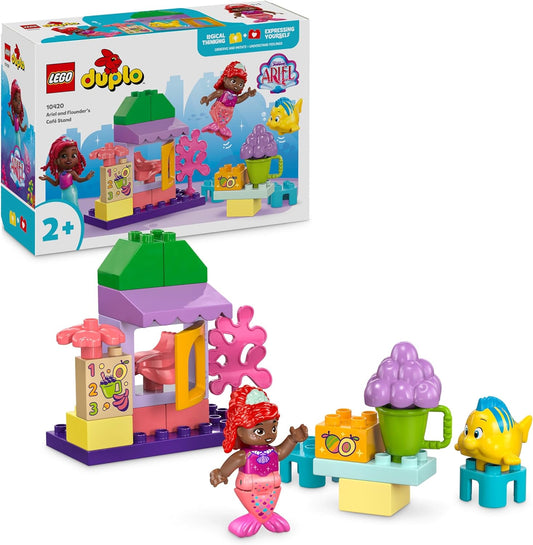 LEGO DUPLO Disney Arielles and Fabius' Café Kiosk, Little Mermaid Toy, Educational Toy with Fruit and Food for Preschool Children from 2 Years, Toy Café 10420