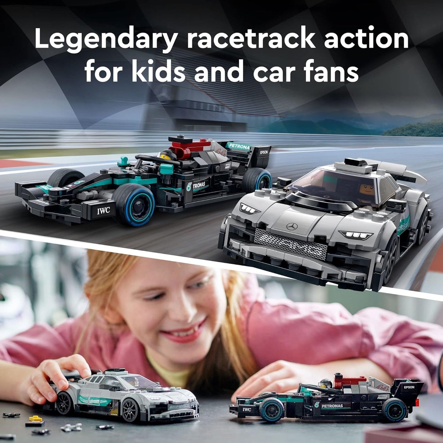 LEGO Speed Champions Mercedes-AMG F1 W12 E Performance & Mercedes-AMG Project One 76909 Building Kit; for Age 9+ (Pack of 564)