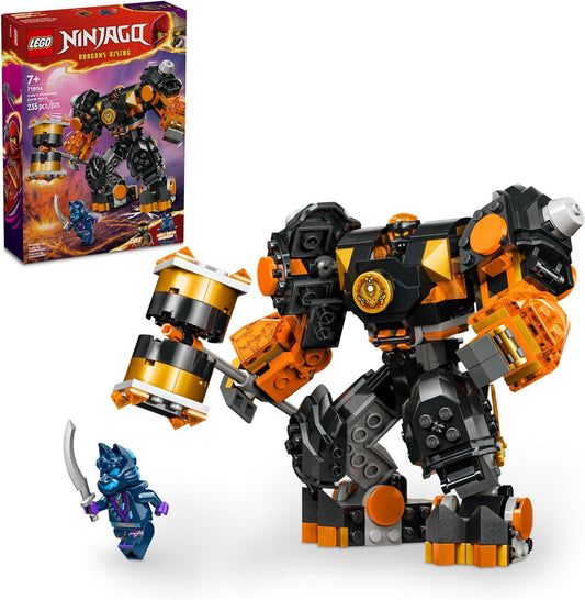 LEGO NINJAGO Cole's Elemental Earth Mech Mini Ninja Toy, Adjustable Action Figure Adventure Toy with Cole and Wolf Warrior Mini Figures, Ninja Gift for Boys, Girls and Children from 7 Years