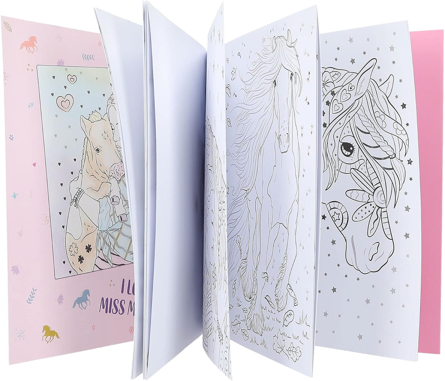 Depesche 12576 Miss Melody Watercolour Book, Colouring Book with Brush and 30 Horse Motifs to Paint with Water