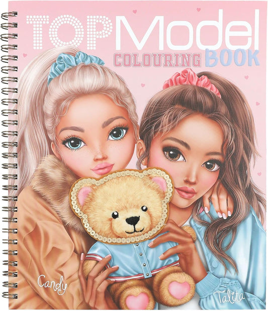 Depesche TOPModel Team Teddy 13210 Colouring Book with 40 Pages for Designing Model and Teddy Motifs, Includes 1 Sticker Sheet