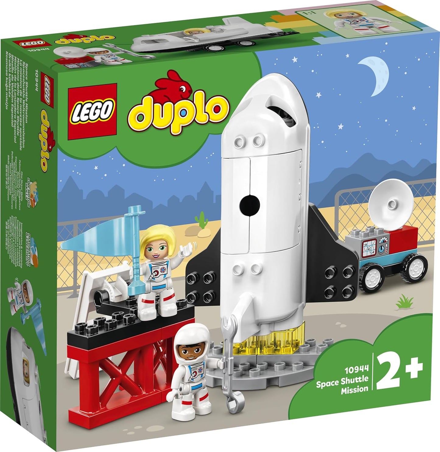 LEGO 10944 DUPLO Spaceshuttle Space Mission, Toy Rocket with Stones for Toddlers from 2 Years, with Astronaut Figures