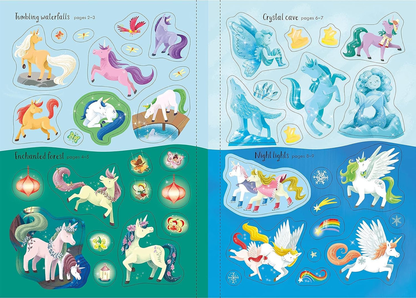 Usborne Sparkly Stickers 5 Books Collection Set (Sparkly Summer, Fairies, Unicorns, Princesses & Sparkly Sticker)