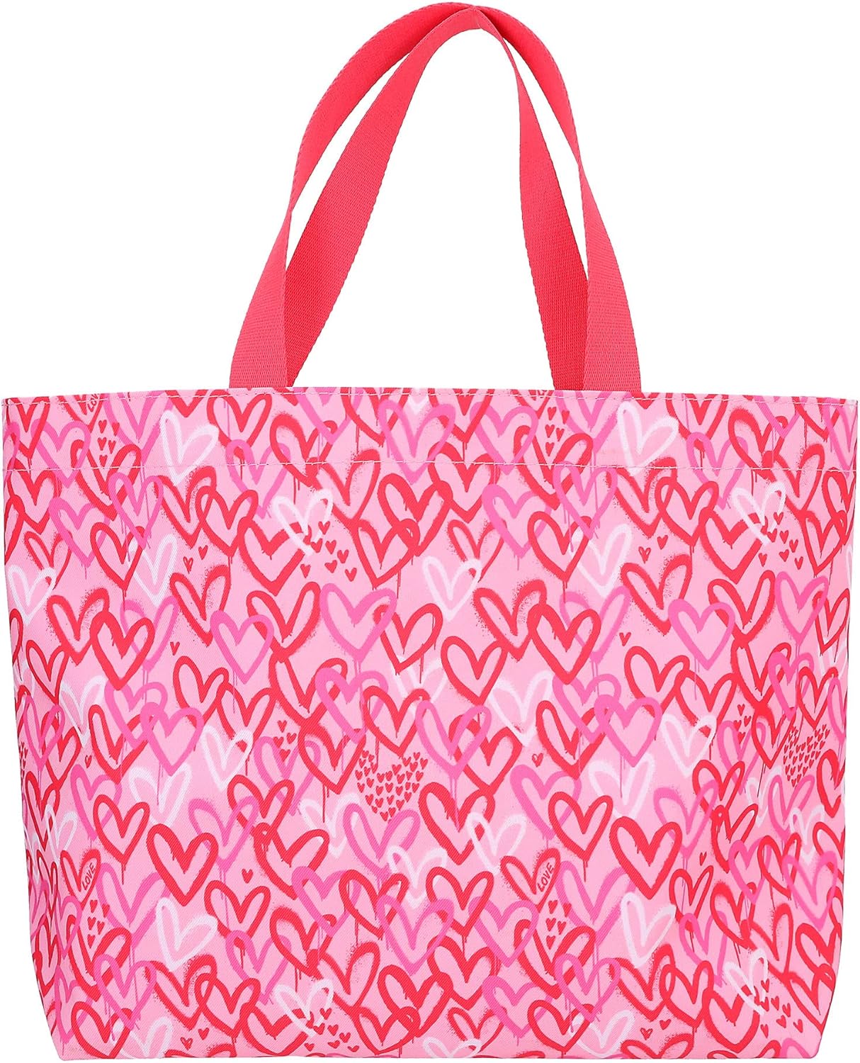 Depesche TOPModel One Love 12234 Tote Bag in Pink and Red with Hearts, Shopper with Inner Pocket, multicoloured