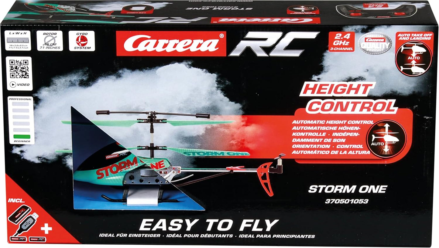 Carrera RC 2.4 GHz Storm One I Helicopter with Aluminium Fuselage I High Quality Coaxial Rotor Control I Gyro System I Automatic Altitude Assistant with Auto Start & Landing Function