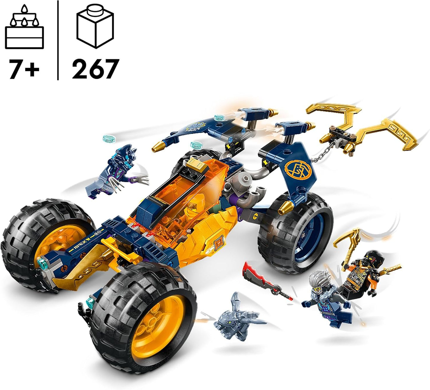 LEGO Ninjago Arins Ninja Terrain Buggy, Ninja Toy with Car, Dragon and 4 Mini Figures, Adventure Set with Buggy Model for Children, Birthday Gift for Boys and Girls from 7 Years 71811