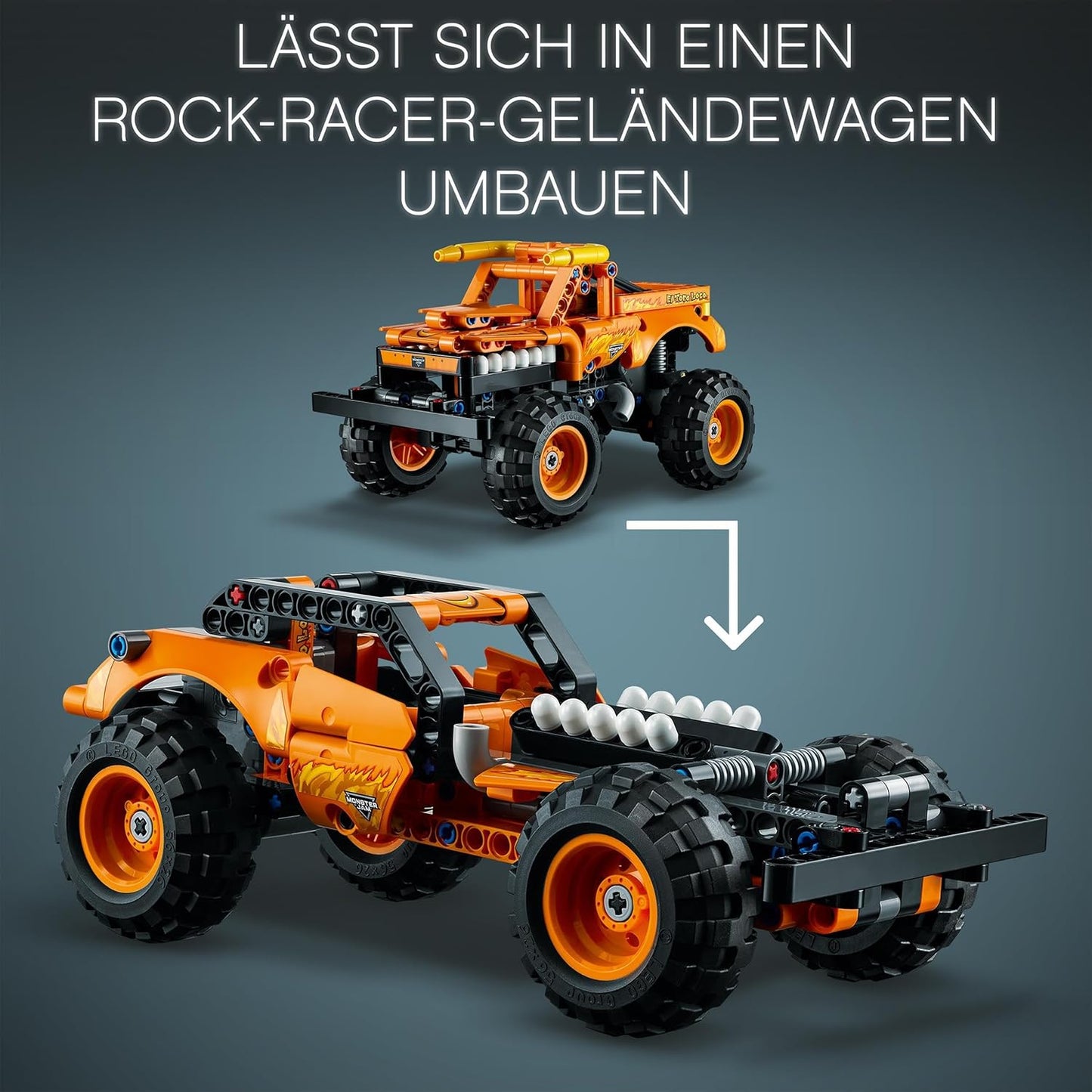 LEGO 42135 Technic Monster Jam EL Toro Loco, Monster Truck Toy from 7 Years, Toy Car Set for Boys and Girls, Off-Roader with Pull Back Motor