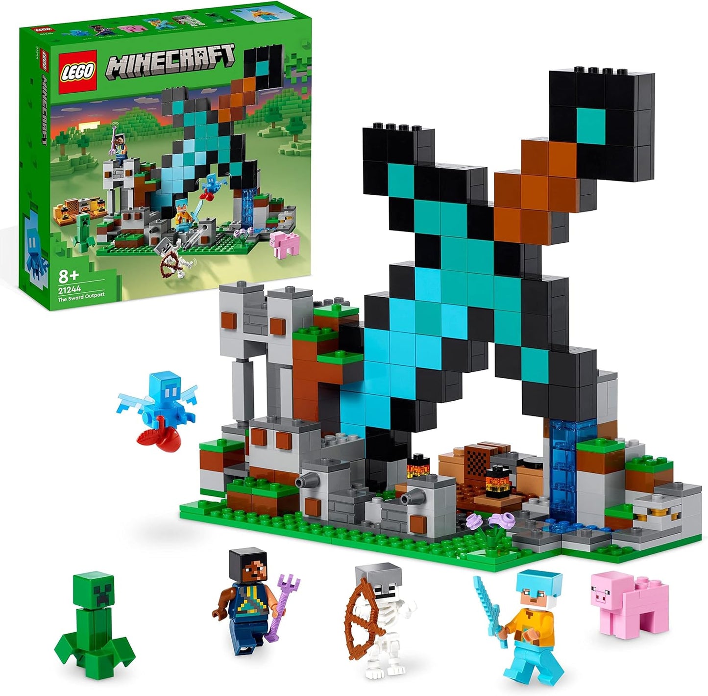 LEGO 21244 Minecraft The Sword Outpost Set, Toy with Creeper, Soldier, Guard Warrior and Skeleton Figures, Set for Boys and Girls from 8 Years