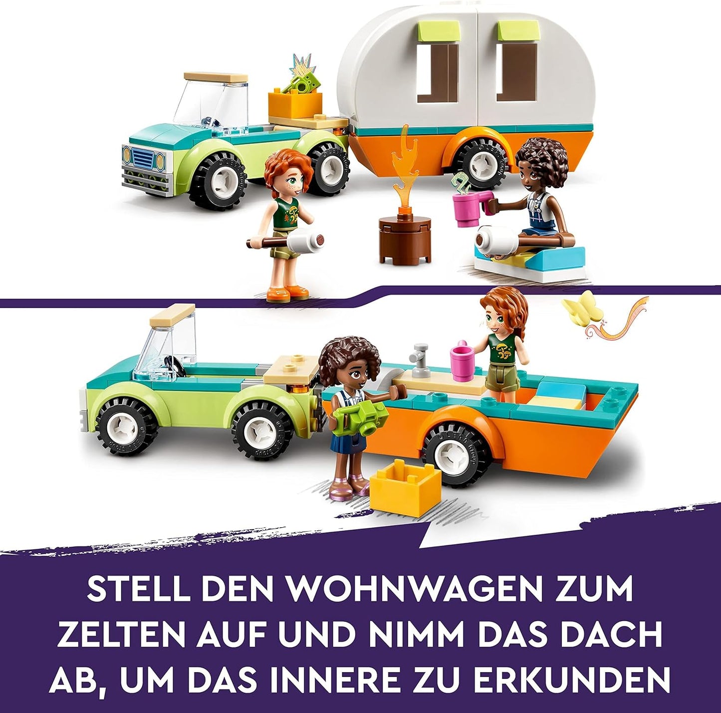 LEGO 41726 Friends Holiday Camping Trip, Motorhome Toy in the Forest with Mini Dolls Autumn and Aliya, Camping Toy Car for Girls and Boys, Characters 2023