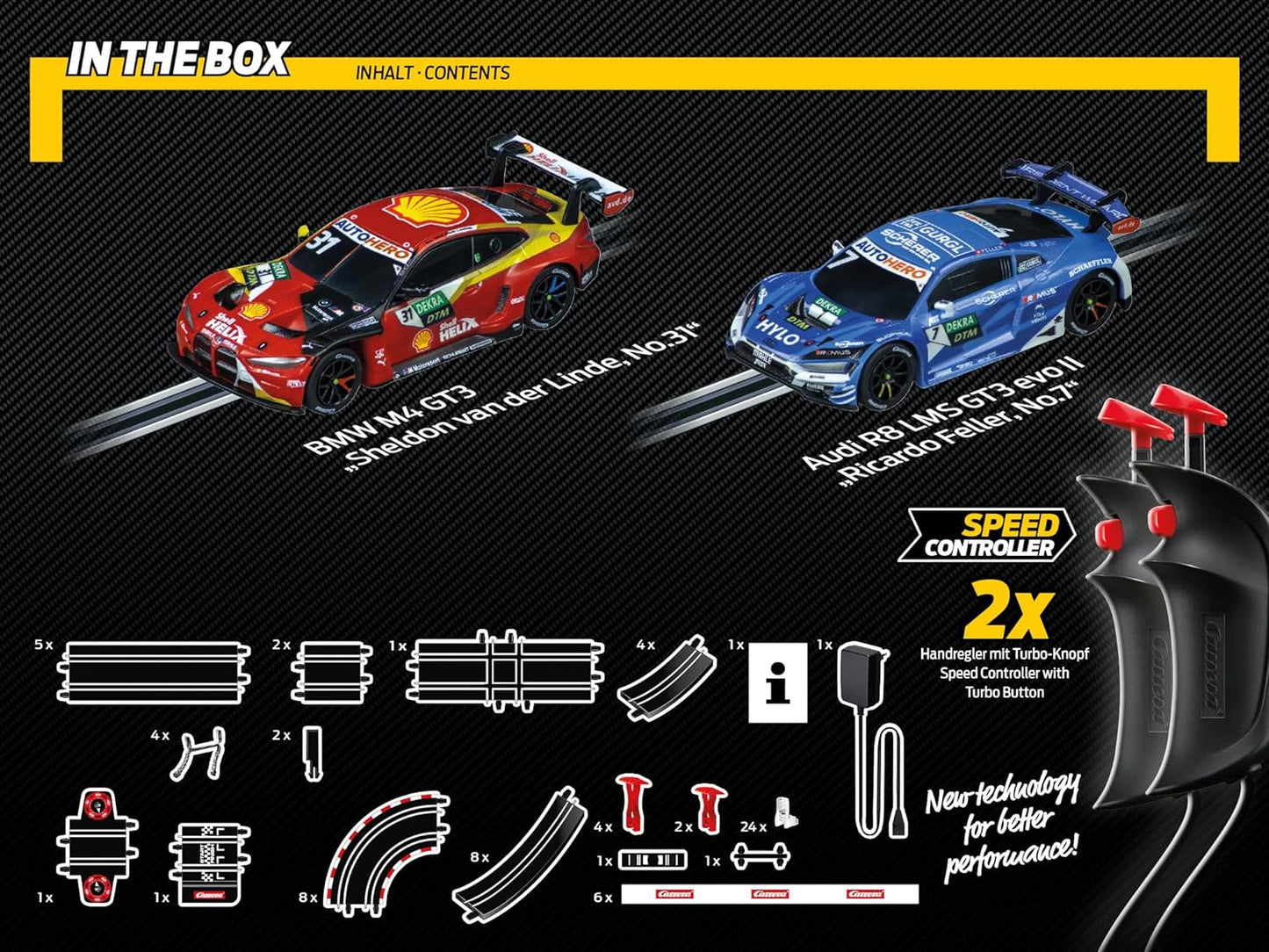 Carrera - 20062560 - DPower Lap I Digital Race Track I Including Lap Counter & Loopings Crosses & Overflights I Vehicles with Front and Rear Lighting in Scale 1:43 I Hand Controller with Turbo Button