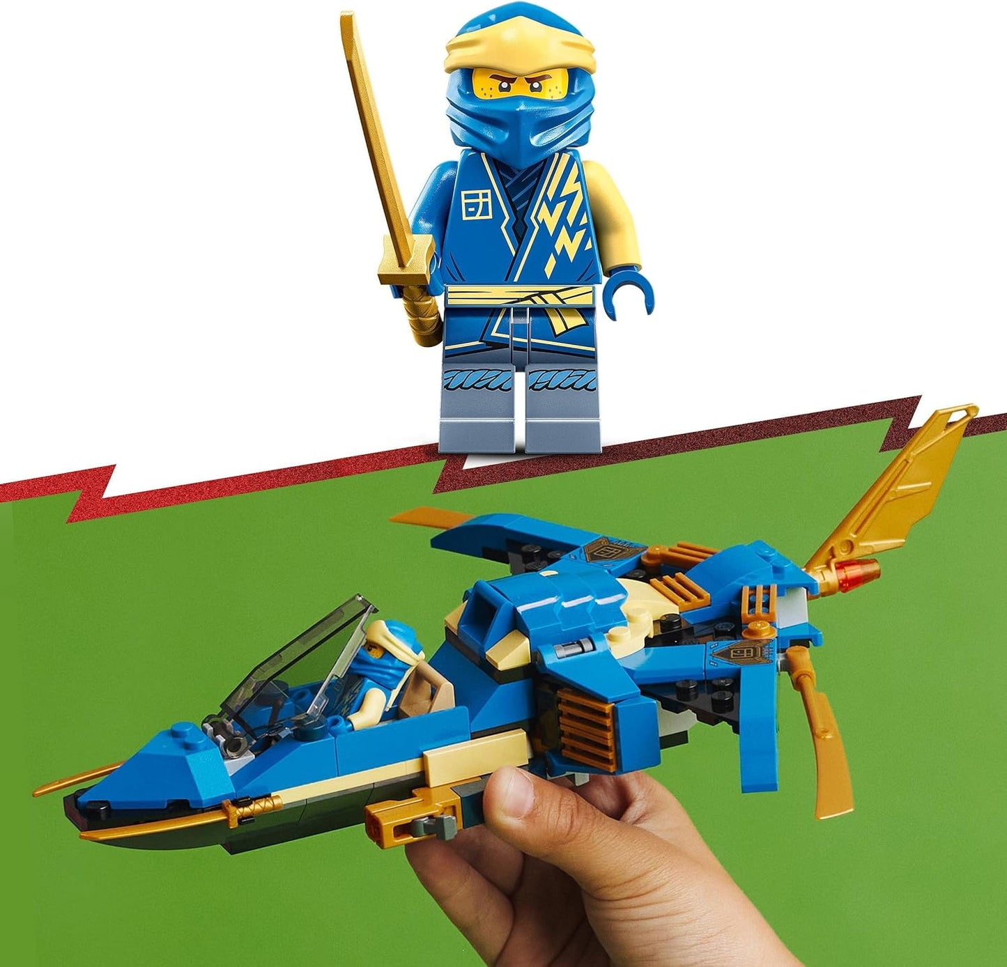 LEGO 71784 Ninjago Jays Thunder Jet EVO, Upgradable Ninja Toy Plane with Jay Mini Figure, Birthday Gift Idea for Children from 7 Years