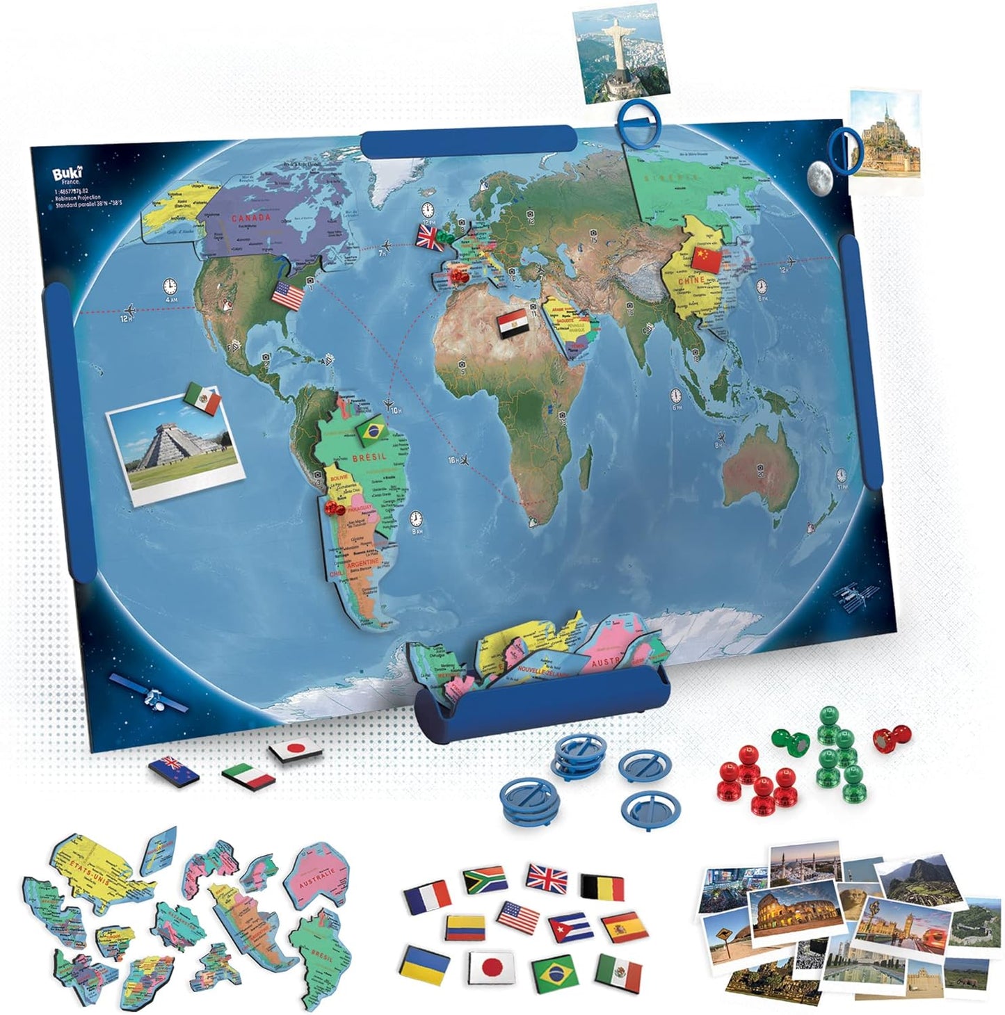 Buki France 7346ES Magnetic World Map Spanish Version, Multi-Colour