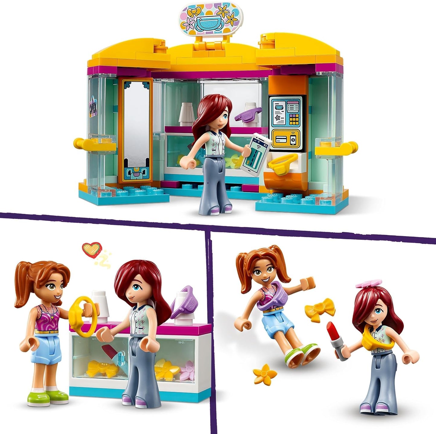 LEGO Friends Mini Boutique Toy Shop Small Makeup Set Paisley and Candi Figures Creative Gifts for 6 Year Old Girls and Boys 42608