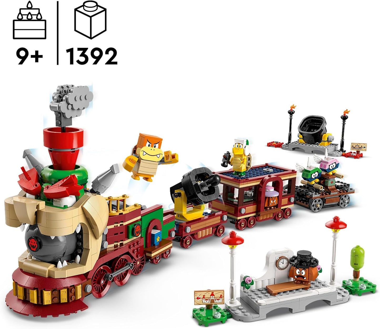 LEGO Super Mario The Bowser Quick Train, Adventure Playset for Children with Hammer Brother, 2 Gumbas and 2 Parapots, Nintendo Gift for Boys, Girls and Gamers 71437