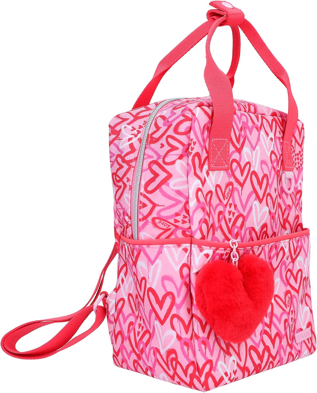 Depesche 12232 TOPModel One Love Backpack for Children in Red and Pink with Plush Heart, Bag with Adjustable Straps and Pendant, Multi-Colour