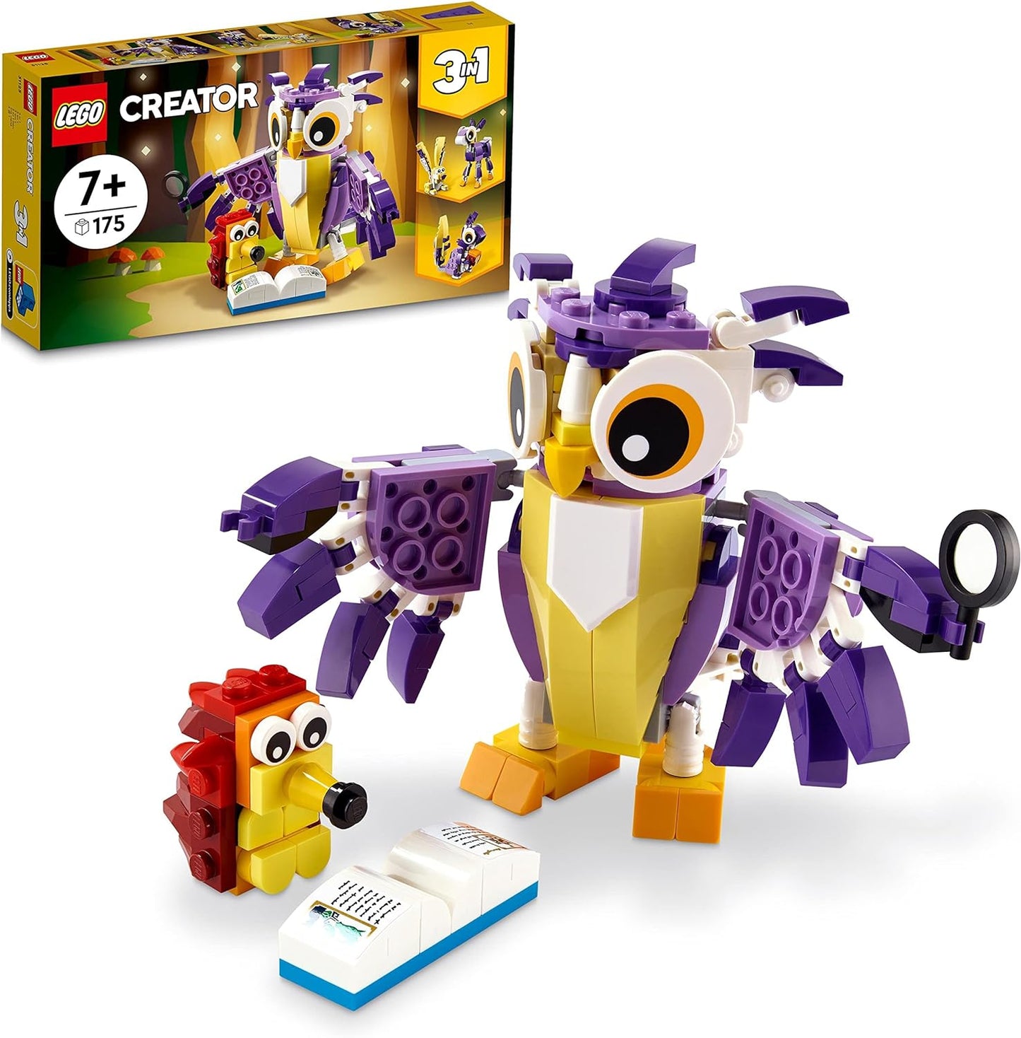 LEGO Creator 3-in-1 Forest Mythical Creature: Rabbit, Owl, Squirrel, Set with Animal Figures for Building, Toy from 7 Years 31125