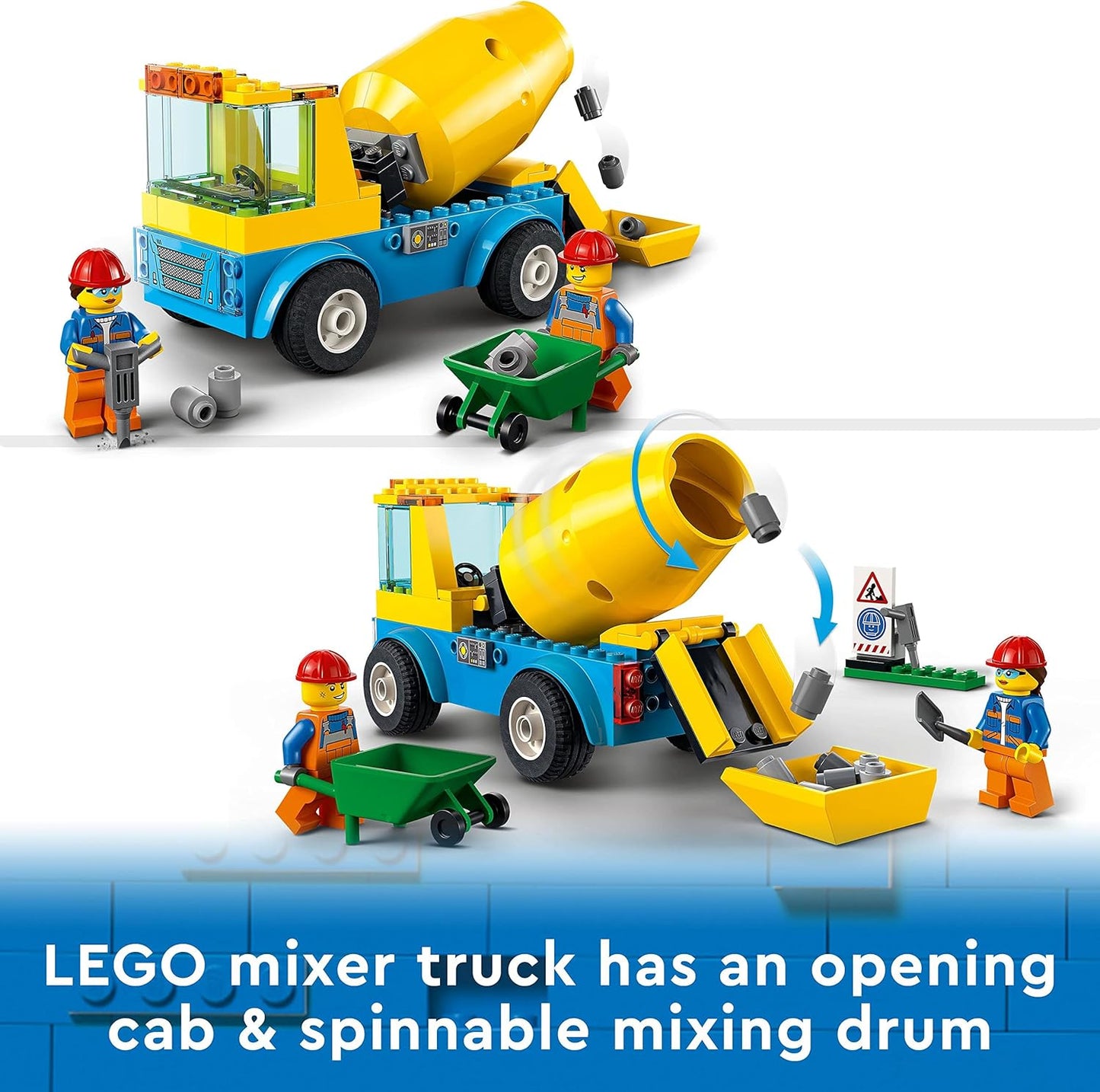 LEGO 60325 City Strong Vehicles Concrete Mixer Truck Toy with Construction Site, Construction Vehicles and Mini Figures for Children 4 Years and Over, Creative Gift