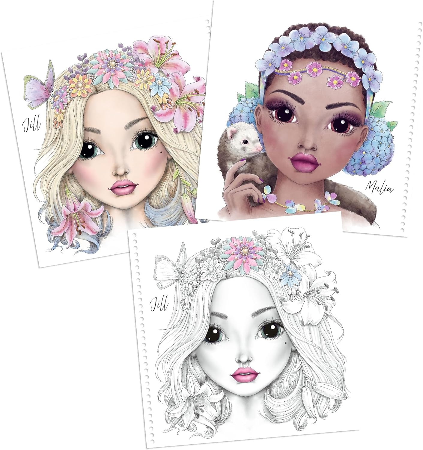 Depesche TOPModel 12468 Special Colouring Book with 20 Pages for Colouring Floral Model Motifs Includes Colouring Pages Multi-Coloured