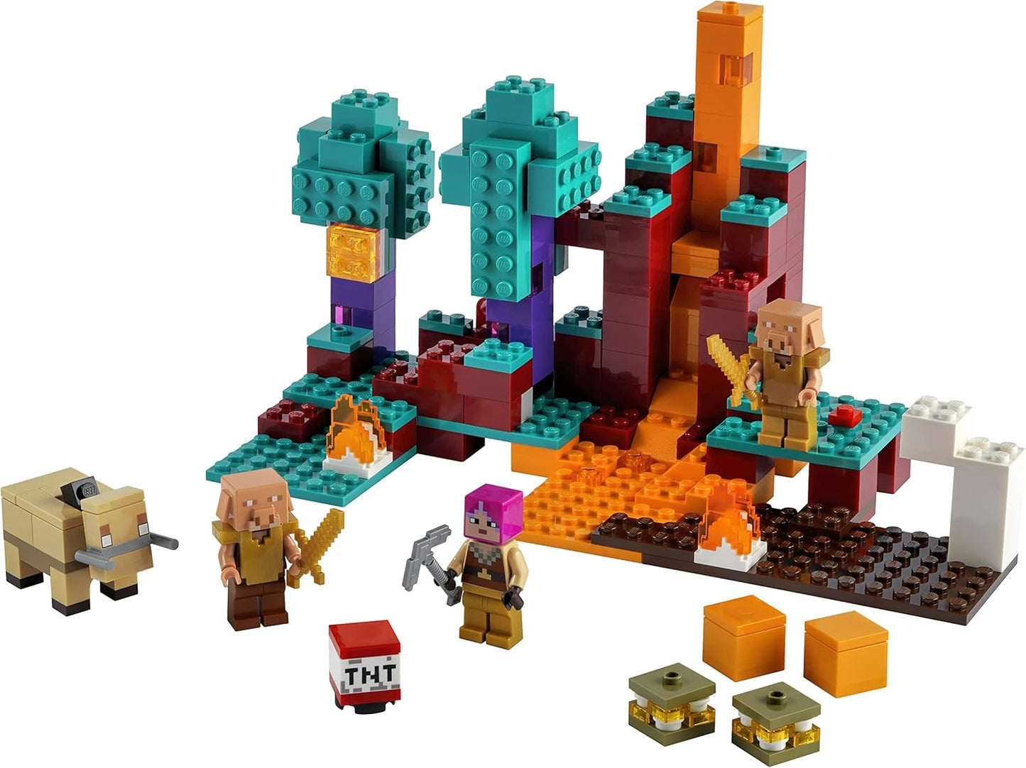 LEGO Mincecraft The Warped Forrest Nether Playset with Huntress, Hoglin and 2 Piglins, Toy from 8 Years, , 21168