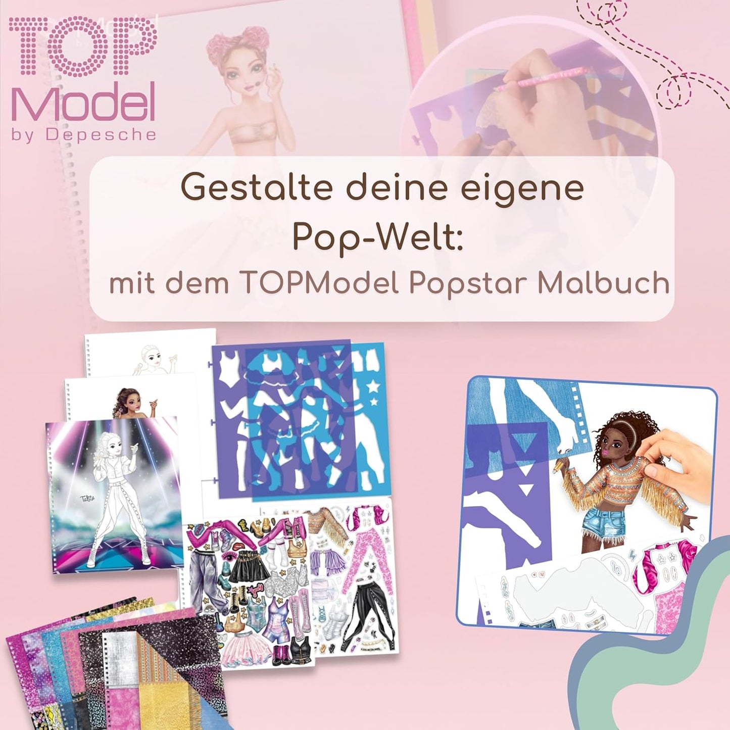 Depesche TOPModel Pastel Set & Colouring Book Popstar - Pastel Colours and Stage Magic Combined!