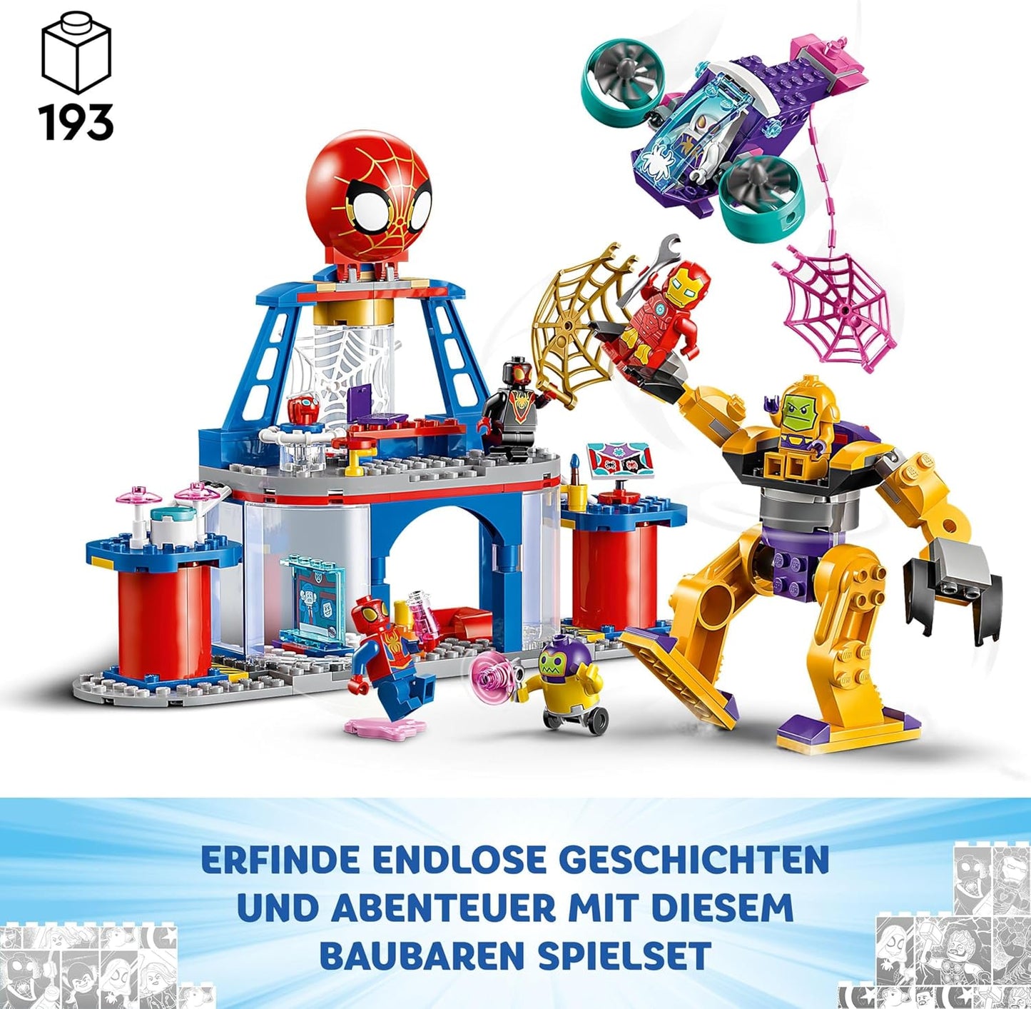 LEGO Marvel The Headquarters of Spideys Team, Spider-Man Toy with Vehicle and Mech, Gift for Boys and Girls from 4 Years, Fans of the TV Series Spidey and His Super Friends are 10794