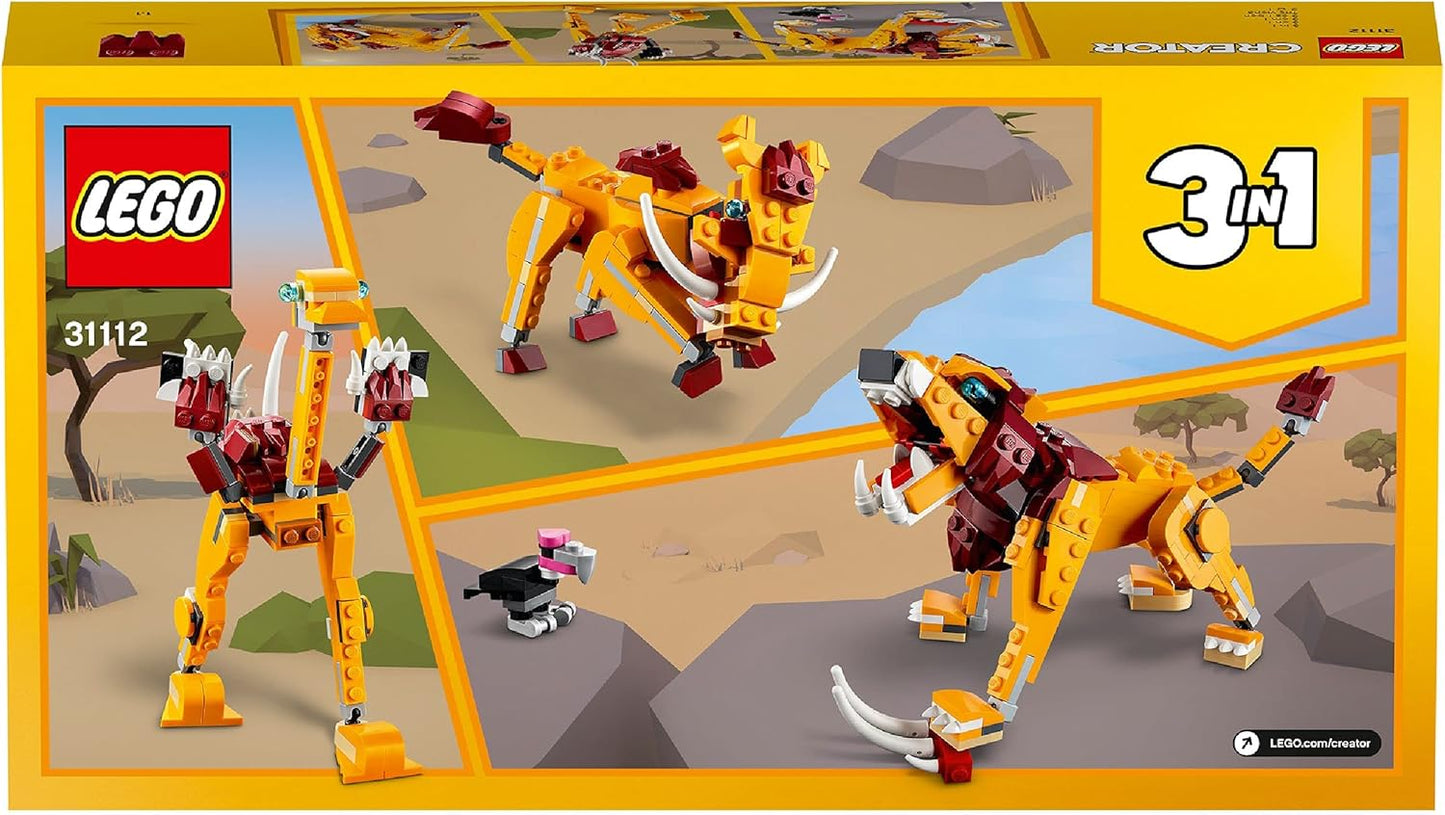 LEGO 31112 Creator 3-in-1 Wild Lion Ostrich and Warthog Set Toy Animals for Children