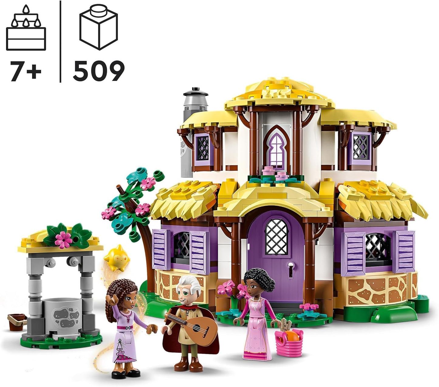 LEGO 43231 Disney Wish Asha's House Set, Opening Toy Dollhouse from the Wish Movie with Asha, Sakina and Sabino Mini Dolls and Star Figure, Kids, Girls and Boys