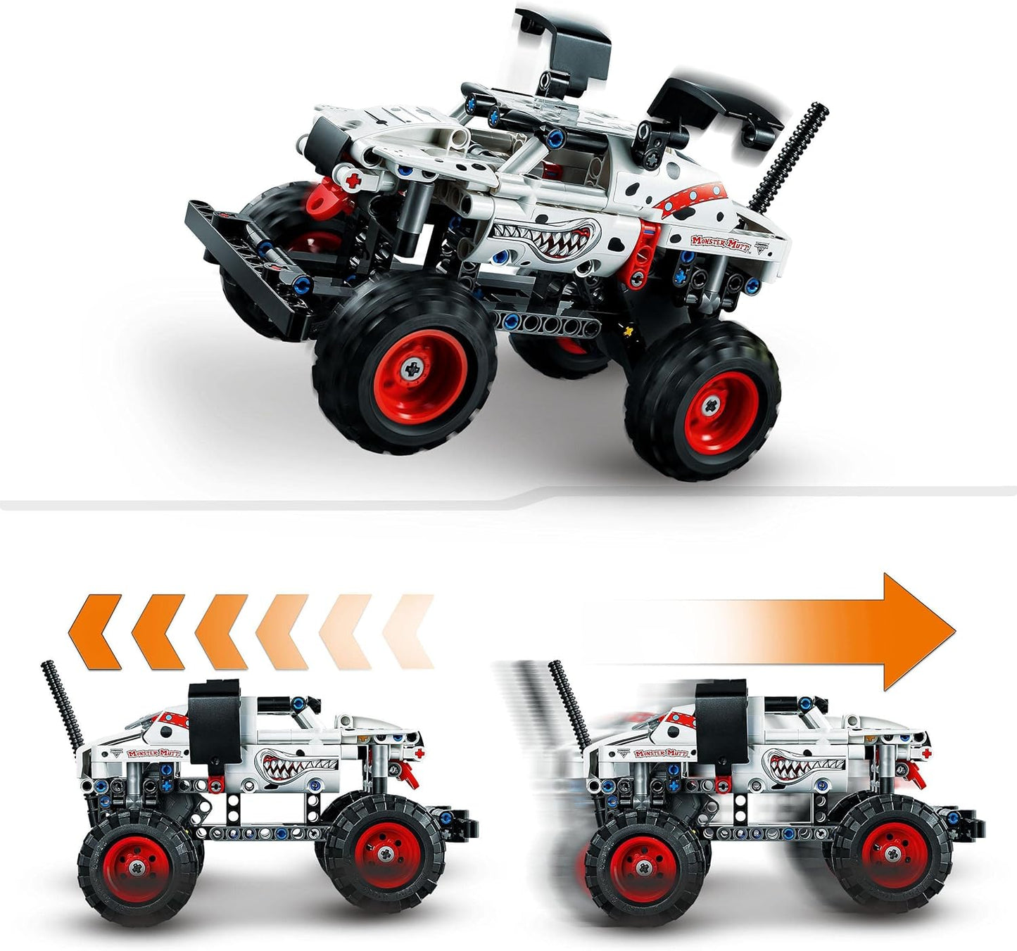 LEGO 42150 Technic Monster Jam Monster Mutt Dalmatian, Monster Truck Toy for Boys and Girls, Racing Toy with Pull-Back Motor