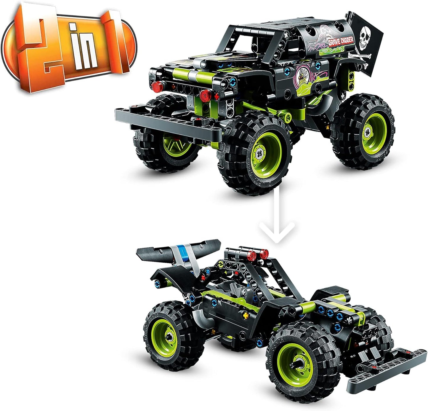 LEGO 42118 Technic Monster Jam Grave Digger Truck Toy or Off-Road Buggy, 2-in-1 Construction Kit