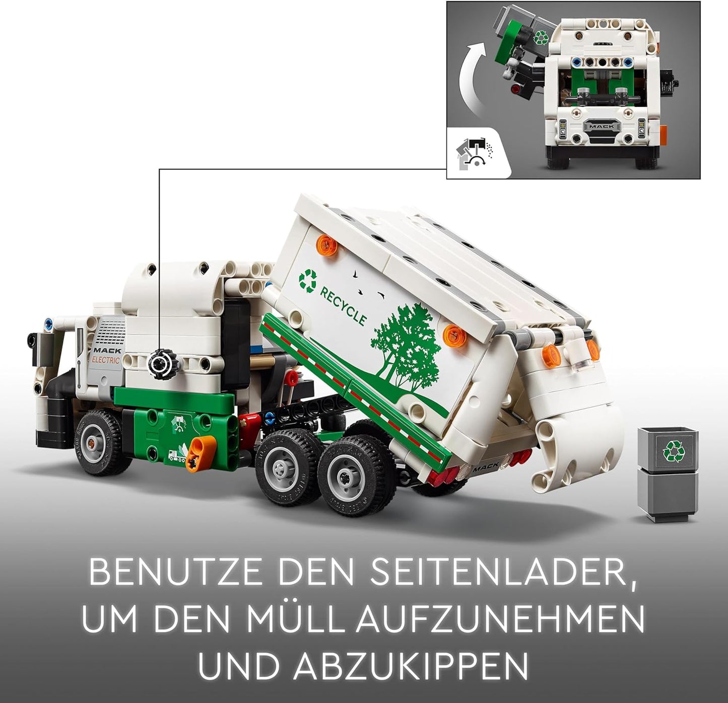 LEGO Technic Mack LR Electric Garbage Truck, Rubbish Car Model for Recycling Role Play, Buildable Truck Toy for Children, Car Gift for Boys and Girls from 8 Years Who Love Vehicles 42167