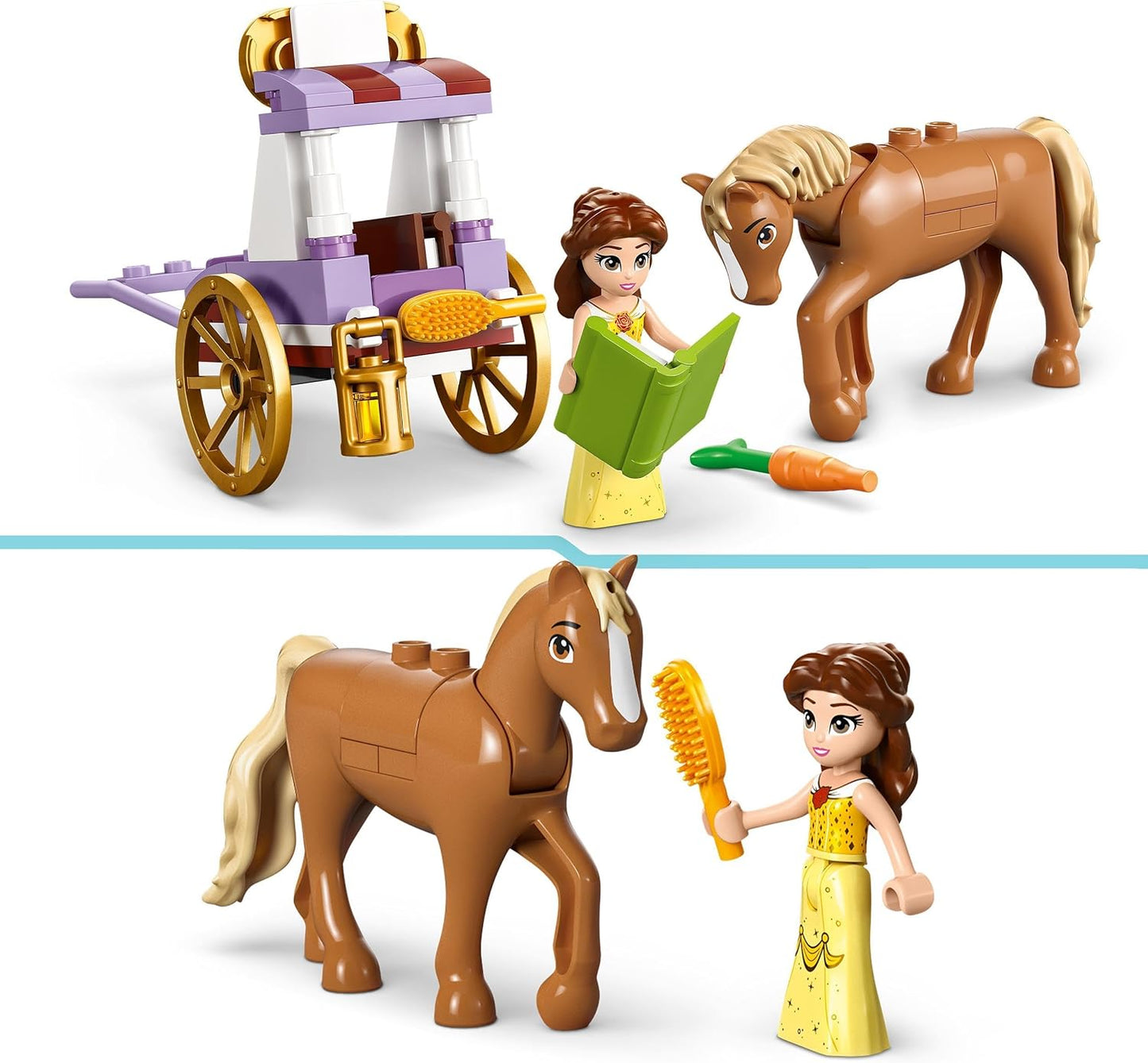 LEGO Disney Princess Belles Horse Carriage, Princess Set with Horse Toy and Doll, Carriage with Horse Figure for Disney Movie Beauty and the Beast, Gift for Girls and Boys 43233