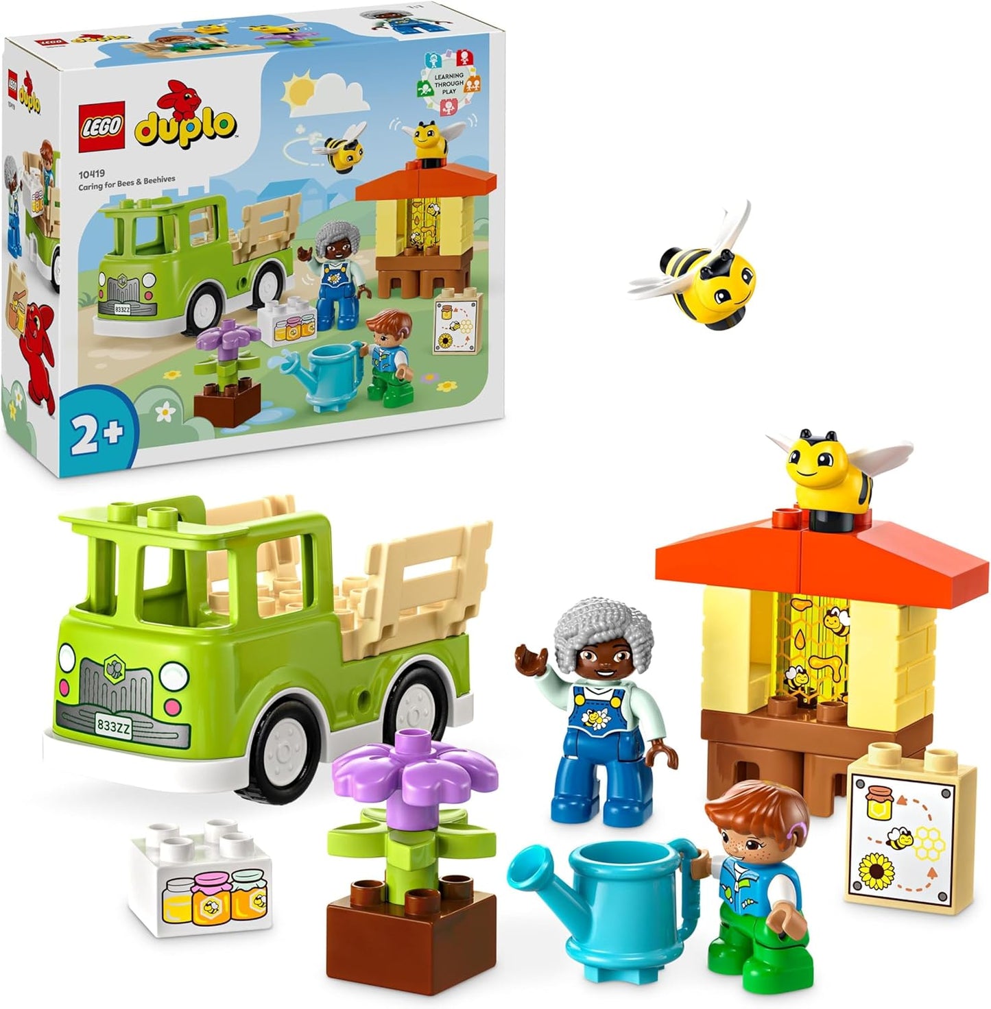 LEGO DUPLO Town Imkerei und Bienenstöcke, Lernspielzeug für Kleinkinder mit 2 Figuren und einem fahrbaren LKW, Set zum Bauen und Umbauen, Spielzeug für Kleinkinder ab 2 Jahren 10419