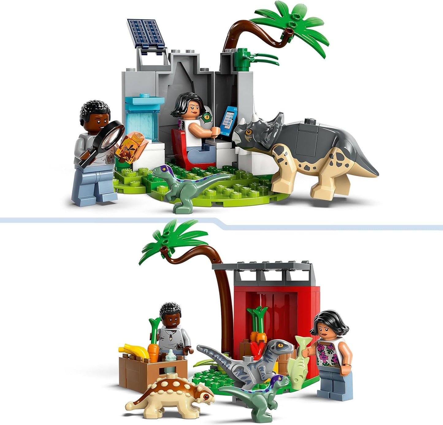 LEGO Jurassic World Rettungszentrum für Baby-Dinos, Set mit kleinen Dinosaurier-Figuren, darunter Triceratops, Ankylosaurus und Velociraptor, Dino-Geschenk für Jungen und Mädchen ab 4 Jahren 76963