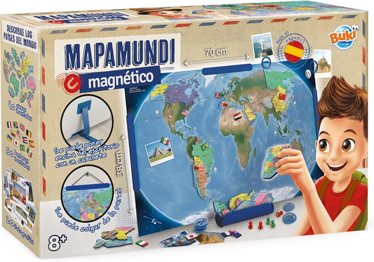 Buki France 7346ES Magnetic World Map Spanish Version, Multi-Colour